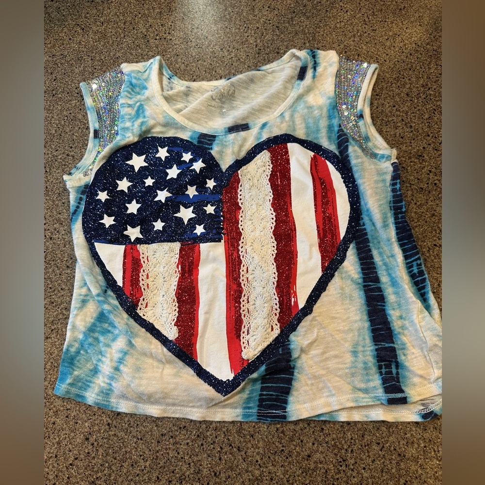 Kids Patriotic Heart Sleeveless Top